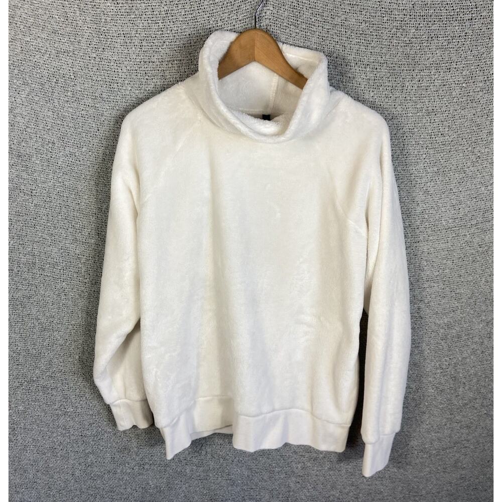 Gaiam Fuzzy Sweater Women’s L Crisp White Cozycore Athleisure Minimalist